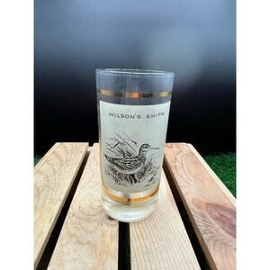 Ned Smith Highball Glass with Ducks Design and Gold Trim 5.5” – Used